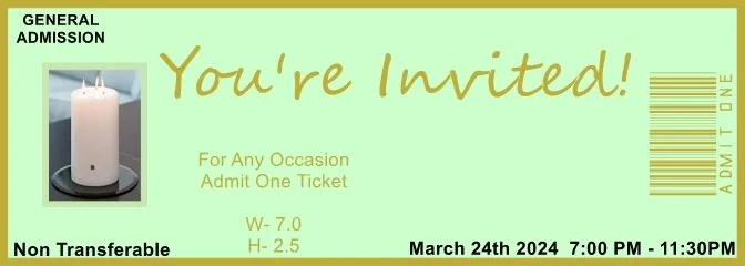 Candle Party Admit One Ticket