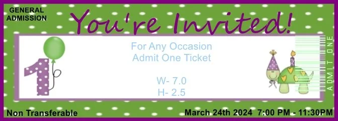 One Turtle 1 Admit One Ticket