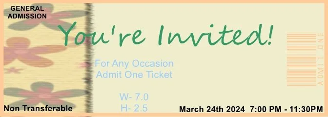 Flower Brown Admit One Ticket