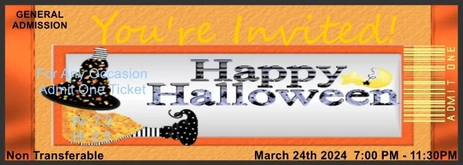 Sleeping Halloween Witch Admit One Ticket