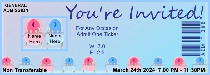 Twins Boy & Girl Admit One Ticket