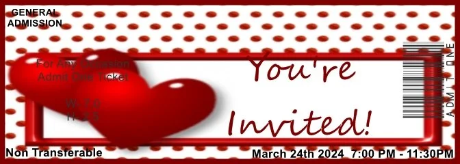 2 Hearts Admit One Ticket