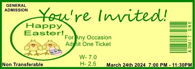 Easter Chicks Admit One Ticket