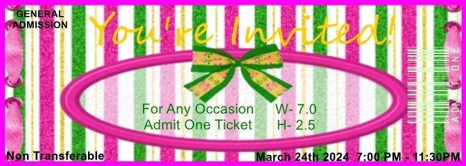 Striped Ribbon Admit One Ticket