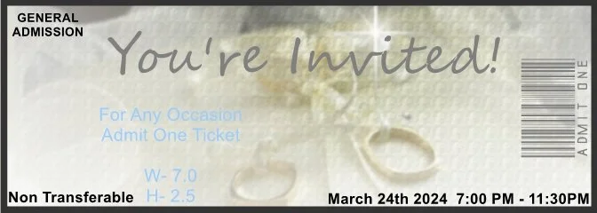 Wedding Pillow Rings Admit One Ticket