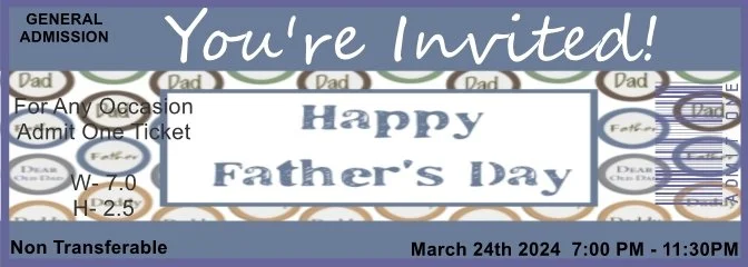 Happy Father's Day Buttons Admit One Ticket
