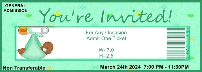 Baby Boy Green Admit One Ticket