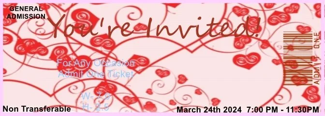 Valentine Red & Pink Admit One Ticket