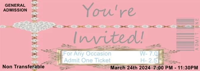 I Love You Soft Pink Admit One Ticket