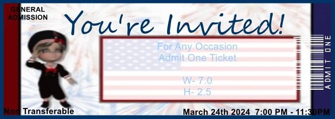 Patriotic Stars Admit One Ticket