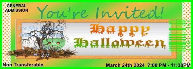 Neon Halloween Admit One Ticket