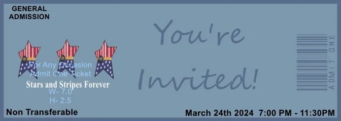 Old Glory Admit One Ticket