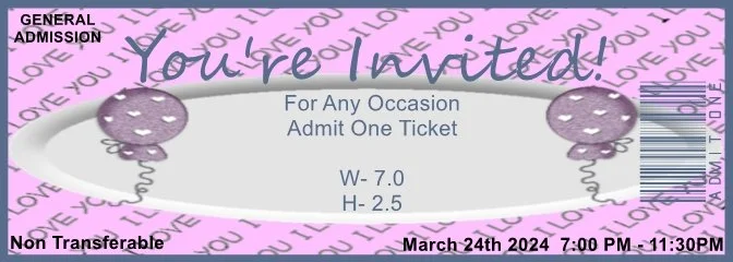 Balloon Love Admit One Ticket