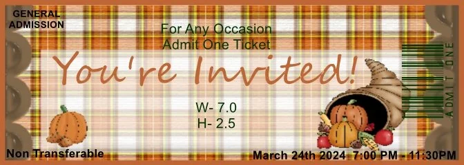 Thanksgivng Thanks Admit One Ticket
