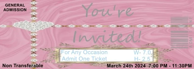 I Love You Purple Admit One Ticket