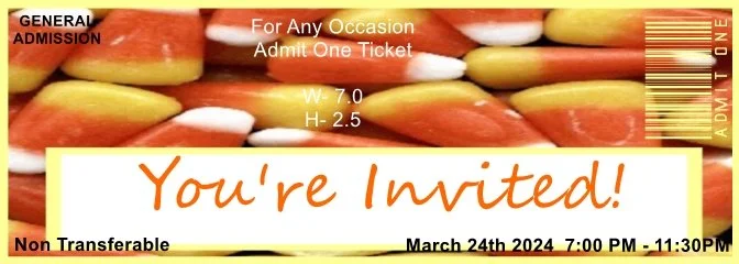 Candy Corn Admit One Ticket