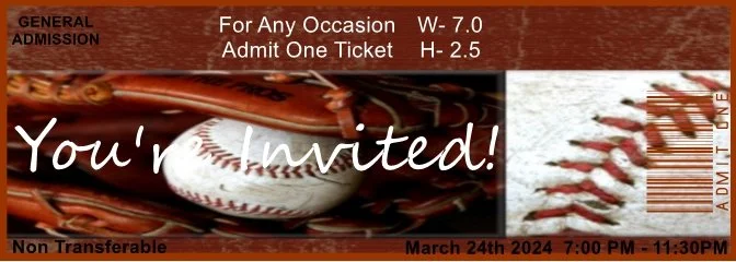 Baseball Glove Brown Admit One Ticket