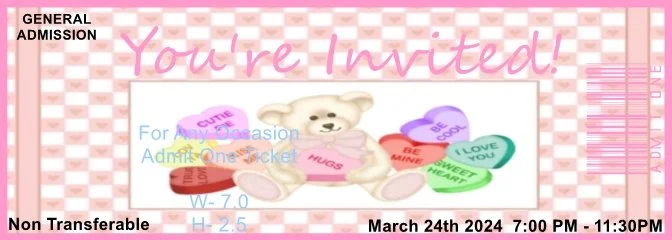 Valentine Heart Teddy Admit One Ticket