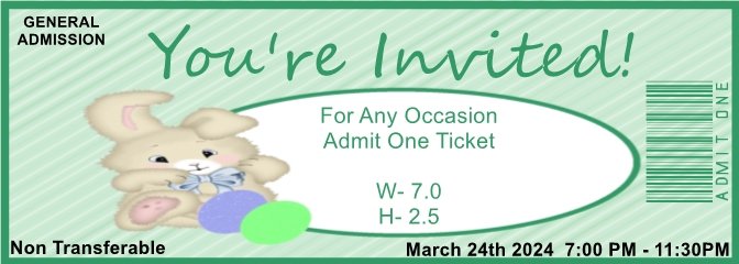 Hoppy Easter Bunny Admit One Ticket