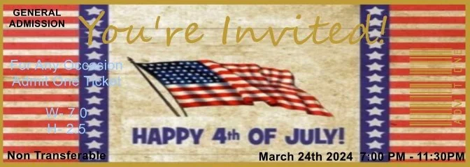 July Flag 1 Admit One Ticket