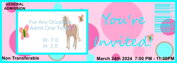 Pink Pony Admit One Ticket