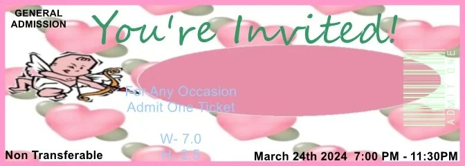 Valentine Cupid Admit One Ticket