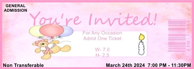 B-day Girl Candle Admit One Ticket