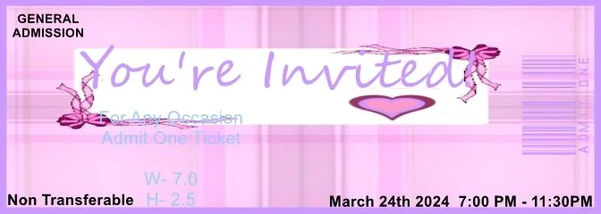 Purple Valentine Admit One Ticket