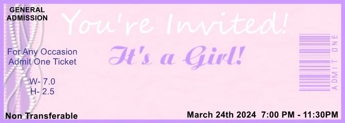 Baby Girl Purple Admit One Ticket