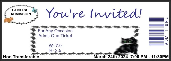 Cat Love Admit One Ticket