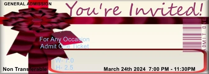 Wedding Present Admit One Ticket