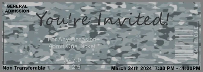 Camo Military Grey Admit One Ticket