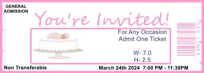 Baby Cake Shower Admit One Ticket
