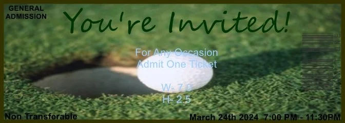 Tee Time Admit One Ticket