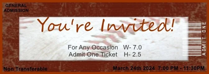 Baseball Brown Admit One Ticket