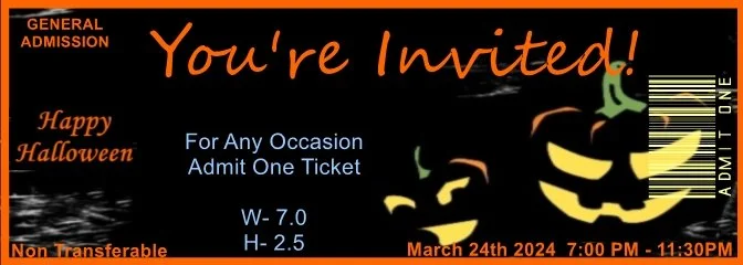 Halloween Pumpkins Admit One Ticket