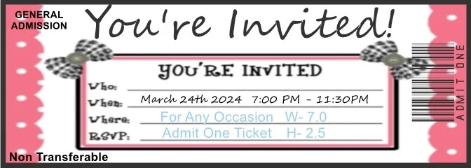 Invite CB 1 Admit One Ticket