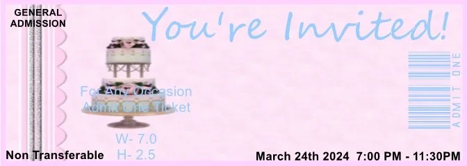 Wedding Cake Admit One Ticket