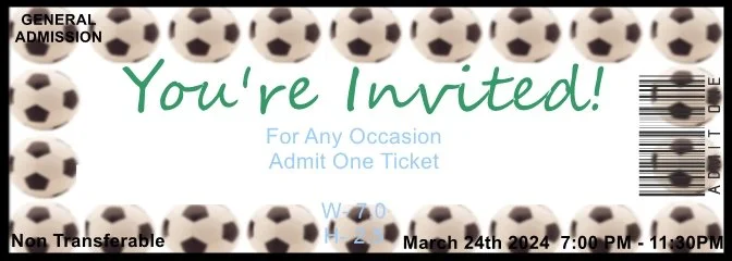 Soccer Time Admit One Ticket