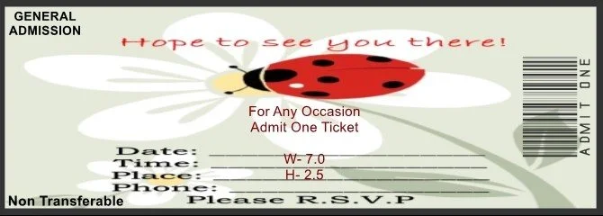Ladybug on Flower Admit One Ticket