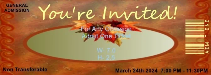 Holiday Thanksgiving Admit One Ticket