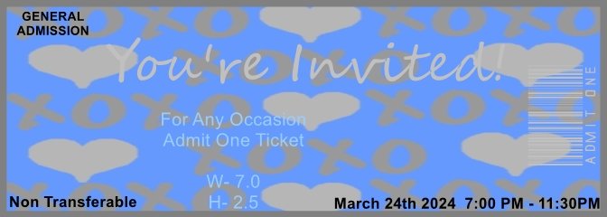XO Silver & Blue Admit One Ticket