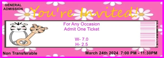 Baby Girl Shower Daisies Admit One Ticket