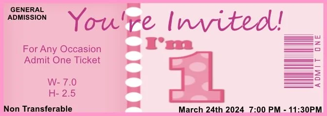 First One Pink Admit One Ticket