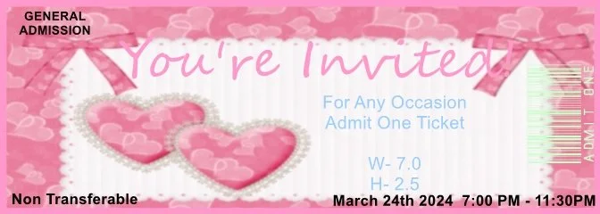 Two Hearts Announcement Champagne Admit One Ticket