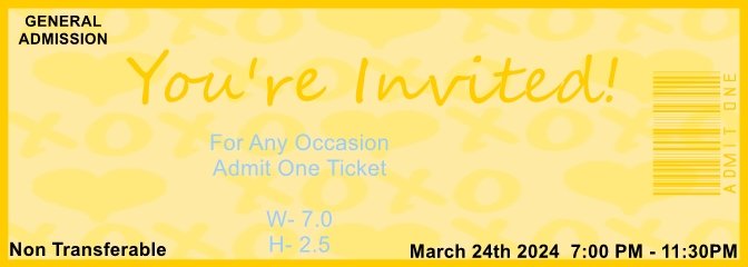 XO Yellow & Yellow 1 Admit One Ticket