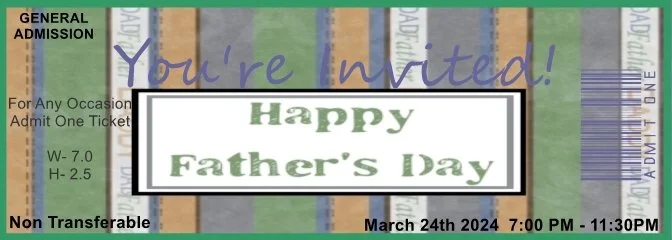 Happy Father's Day Stripes Admit One Ticket
