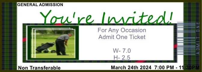 Golf Bag Admit One Ticket