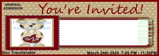 Valentine Dog White Admit One Ticket