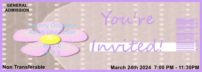 Quinceanera Admit One Ticket